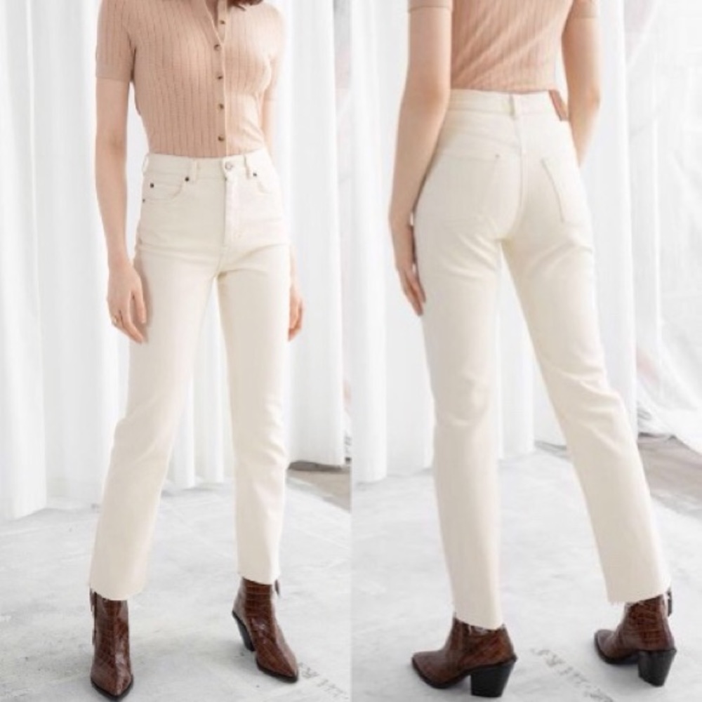 & Other Stories Tapered High Rise Jeans in Cream
